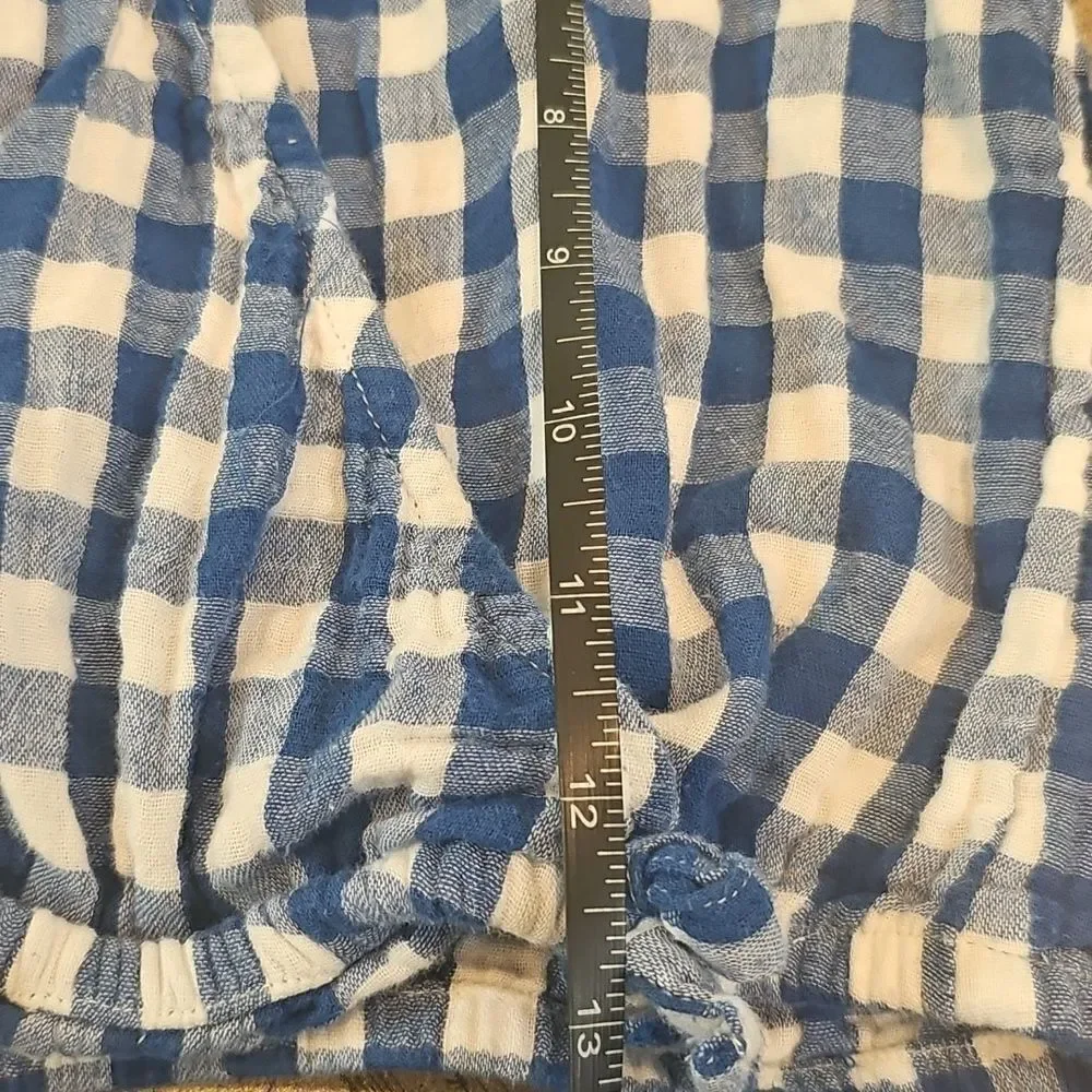 Blue and White Gingham Top and Skirt Set 6X XS 100% Cotton